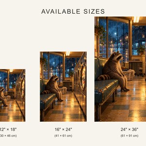 Raccoon Laundromat Art Print | Rainy Night Laundry Room Decor image 4