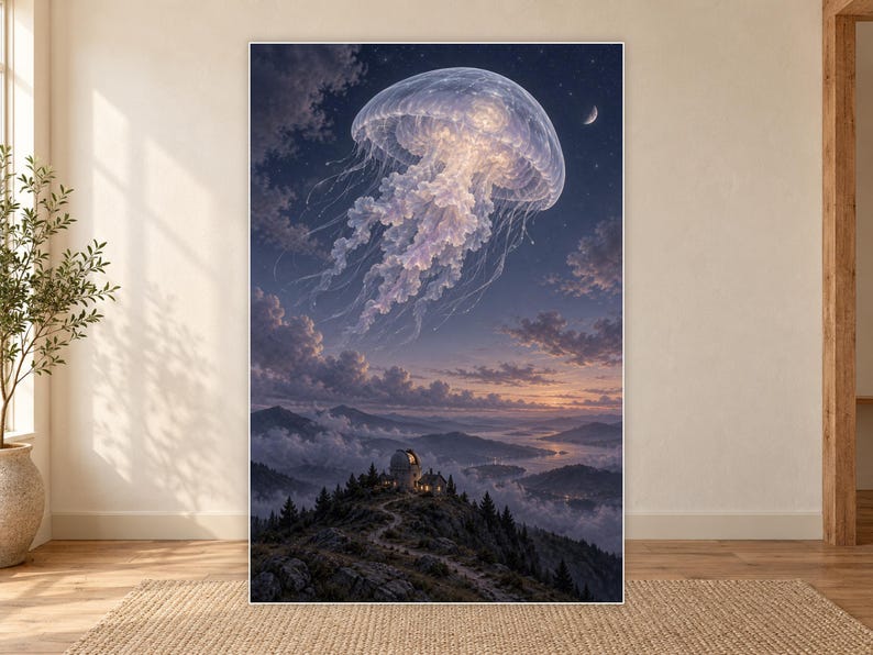 Jellyfish Art Print | Celestial Observatory Fantasy Wall Decor image 18