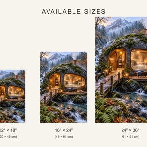 Riverstone Bathhouse Art Print | Mountain Stream Bathroom Wall Decor image 4
