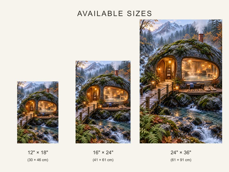 Riverstone Bathhouse Art Print | Mountain Stream Bathroom Wall Decor image 4