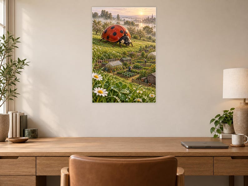Ladybug Art Print | Cottage Garden Fantasy Wall Decor immagine 6