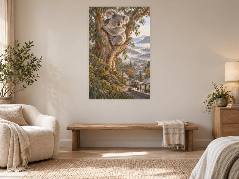 Koala Art Print | Eucalyptus Village Fantasy Wall Decor bild 5