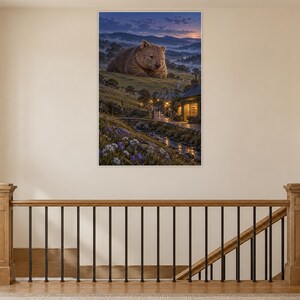 Wombat Art Print | Cozy Bookshop Village Fantasy Wall Decor imagen 14