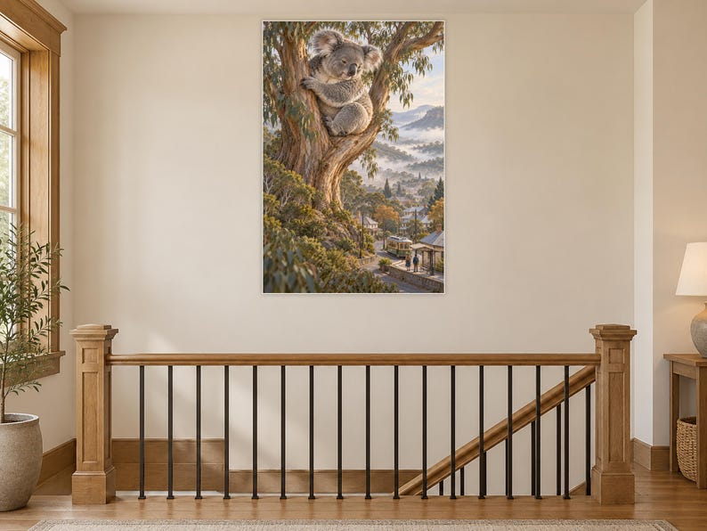 Koala Art Print | Eucalyptus Village Fantasy Wall Decor bild 14