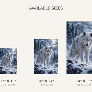 Arctic Wolf Print | Snow Wildlife Wall Art | Cinematic Animal Portrait image 4