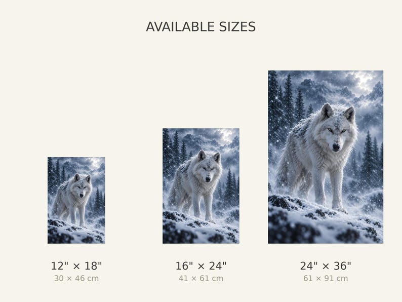 Arctic Wolf Print | Snow Wildlife Wall Art | Cinematic Animal Portrait image 4
