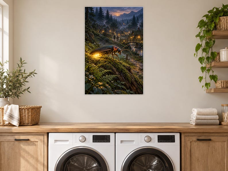 Firefly Art Print | Glowing Woodland Village Fantasy Wall Decor image 11