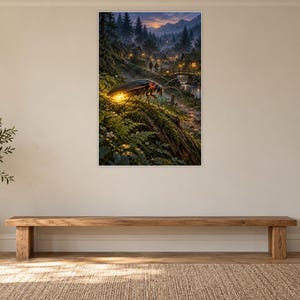 Firefly Art Print | Glowing Woodland Village Fantasy Wall Decor image 13