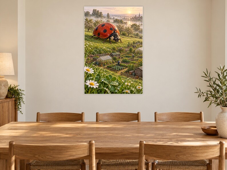 Ladybug Art Print | Cottage Garden Fantasy Wall Decor immagine 8