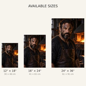 Blacksmith Portrait Print | Moody Artisan Character Wall Art | Rustic Forge Fine Art Poster image 3