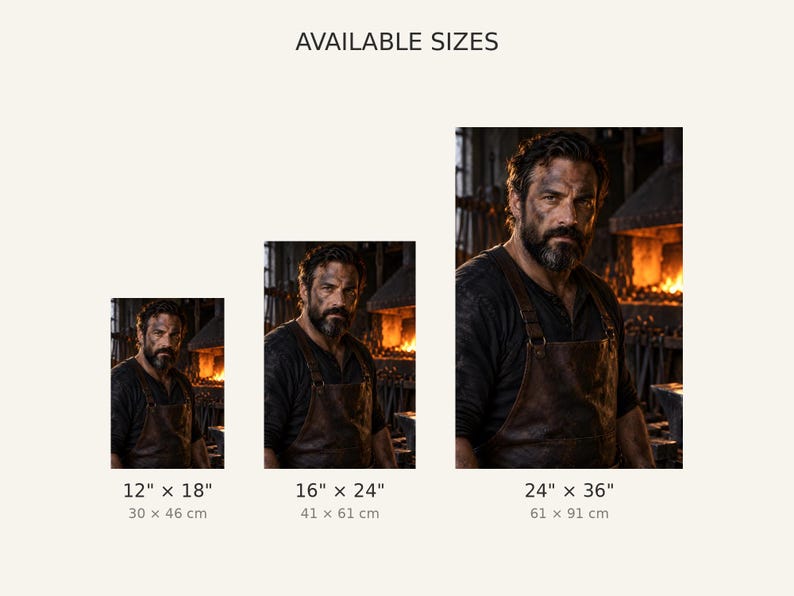 Blacksmith Portrait Print | Moody Artisan Character Wall Art | Rustic Forge Fine Art Poster image 3