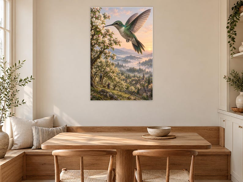 Hummingbird Art Print | Blossom Orchard Fantasy Wall Decor imagen 9