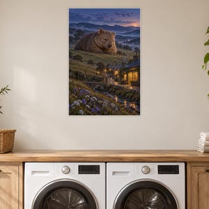Wombat Art Print | Cozy Bookshop Village Fantasy Wall Decor imagen 11