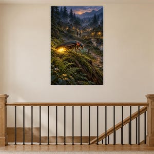 Firefly Art Print | Glowing Woodland Village Fantasy Wall Decor image 14