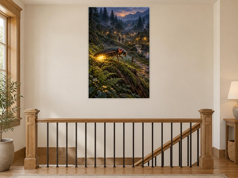 Firefly Art Print | Glowing Woodland Village Fantasy Wall Decor image 14