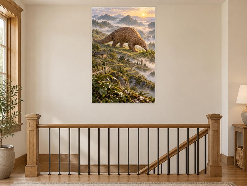Pangolin Art Print | Terraced Village Fantasy Wall Decor Bild 14