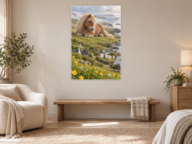 Shetland Pony Art Print | Seaside Village Fantasy Wall Decor image 5