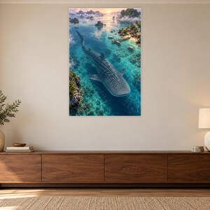 Whale Shark Art Print | Tropical Lagoon Fantasy Wall Decor zdjęcie 3