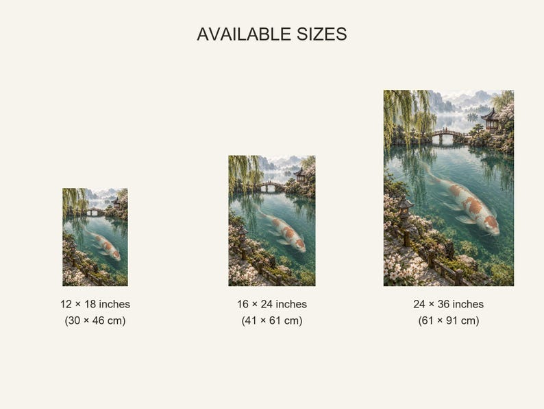 Koi Fish Art Print | Japanese Garden Fantasy Wall Decor image 20