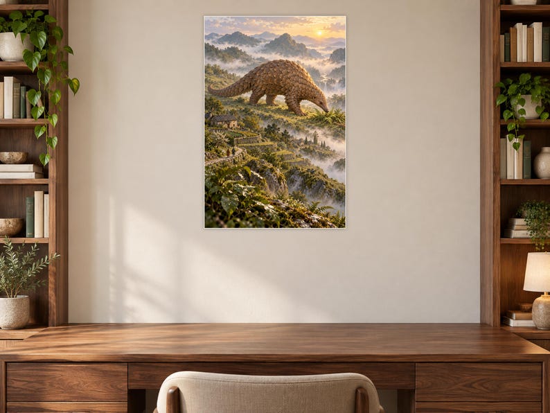 Pangolin Art Print | Terraced Village Fantasy Wall Decor Bild 7
