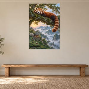 Red Panda Art Print | Misty Tea Garden Fantasy Wall Decor image 13