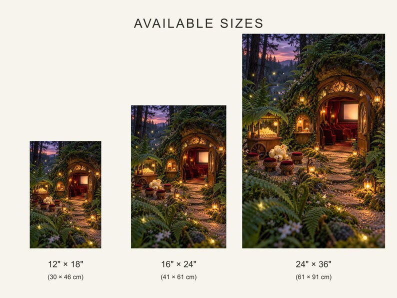 Woodland Cinema Art Print | Cozy Fantasy Movie Room Wall Decor image 4