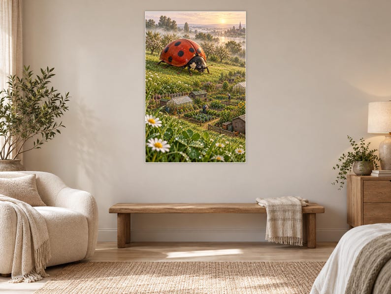 Ladybug Art Print | Cottage Garden Fantasy Wall Decor immagine 5