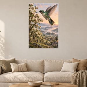 Hummingbird Art Print | Blossom Orchard Fantasy Wall Decor imagen 2