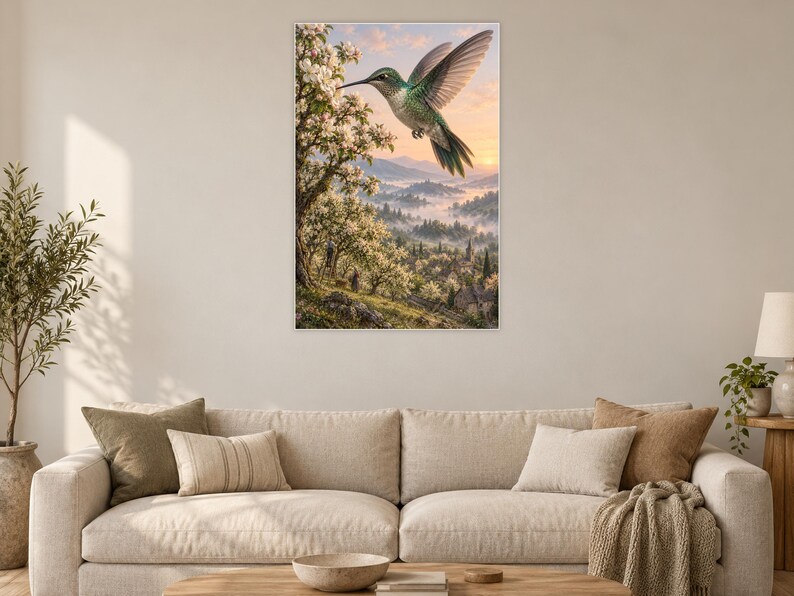 Hummingbird Art Print | Blossom Orchard Fantasy Wall Decor imagen 2