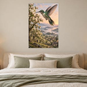 Hummingbird Art Print | Blossom Orchard Fantasy Wall Decor imagen 4