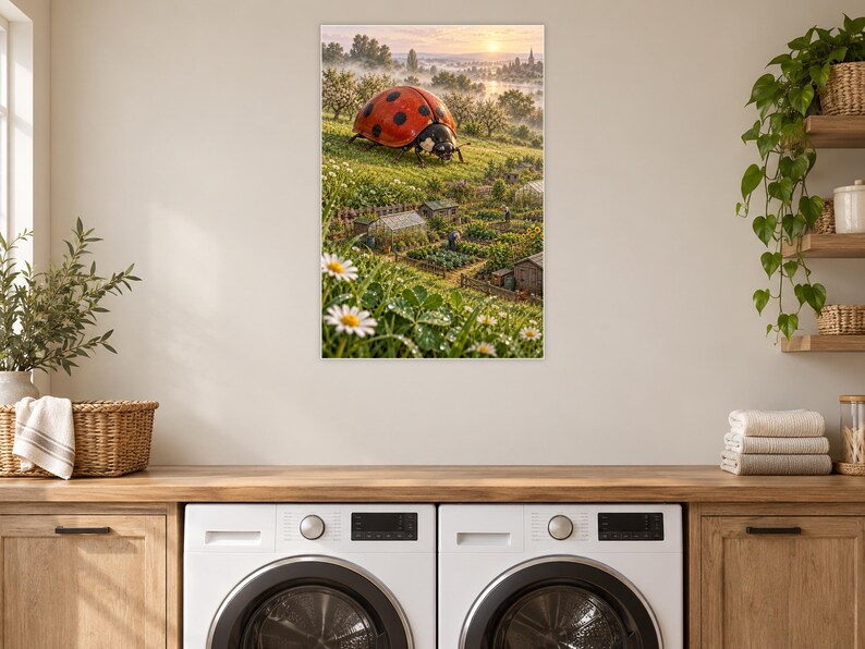 Ladybug Art Print | Cottage Garden Fantasy Wall Decor immagine 11