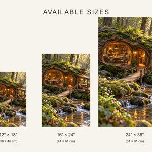 Woodland Game Room Art Print | Cozy Cabin Stream Wall Decor image 4