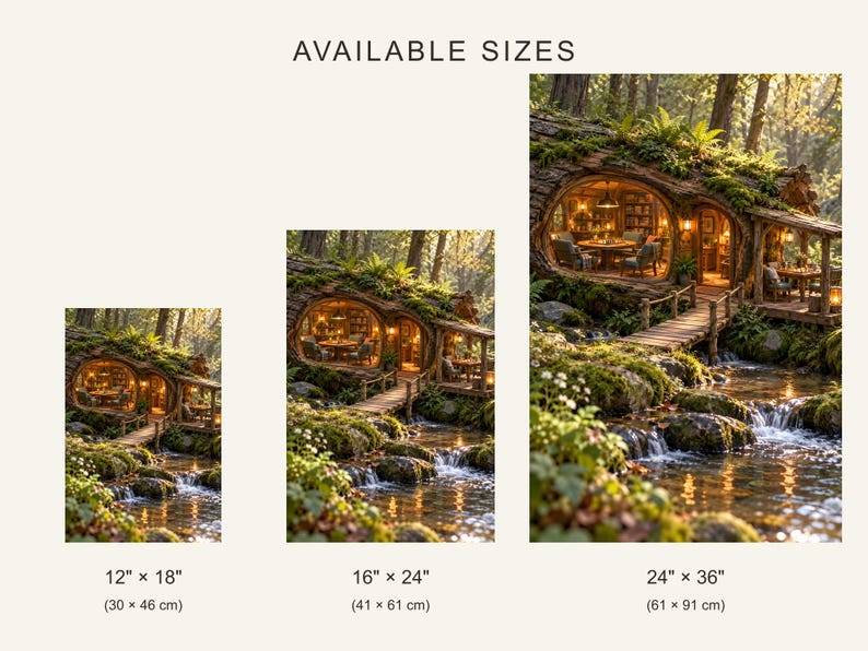 Woodland Game Room Art Print | Cozy Cabin Stream Wall Decor image 4