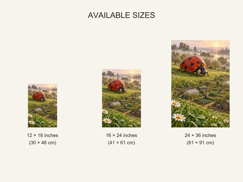 Ladybug Art Print | Cottage Garden Fantasy Wall Decor immagine 20