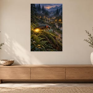Firefly Art Print | Glowing Woodland Village Fantasy Wall Decor image 12