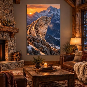 Snow Leopard Print | Himalayan Wildlife Wall Art | Cinematic Animal Portrait bild 1