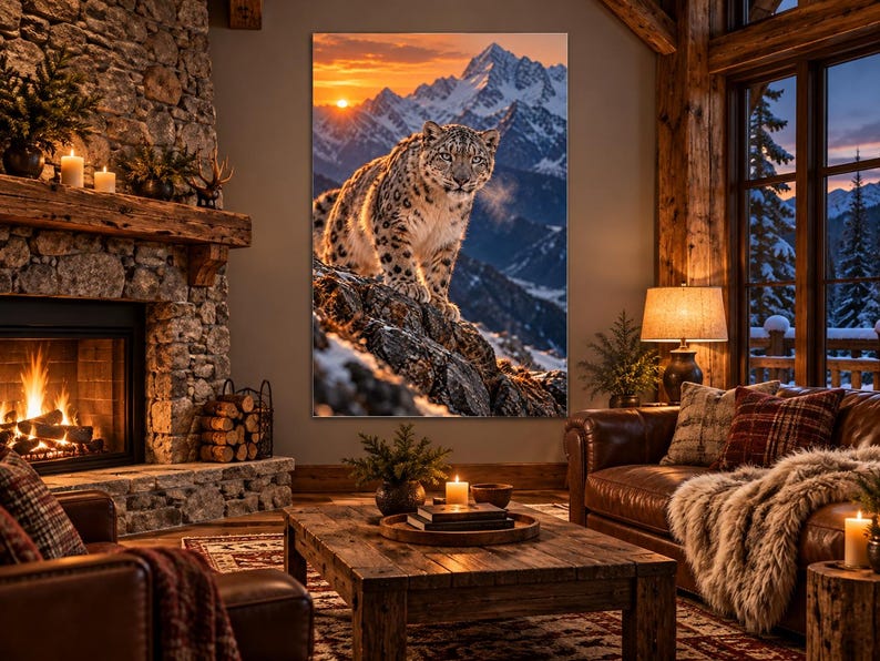 Snow Leopard Print | Himalayan Wildlife Wall Art | Cinematic Animal Portrait bild 1