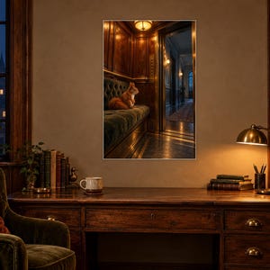 Squirrel Elevator Art Print | Warm Amber Night Wall Decor image 2