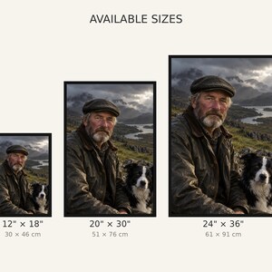 Framed Highland Shepherd Portrait Print | Scottish Countryside Wall Art | Moody Character Poster image 3