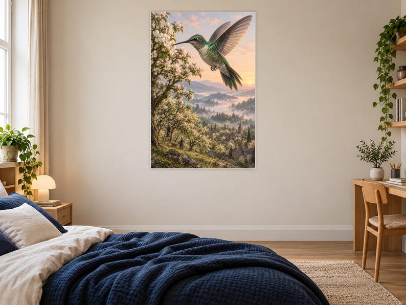 Hummingbird Art Print | Blossom Orchard Fantasy Wall Decor imagen 16