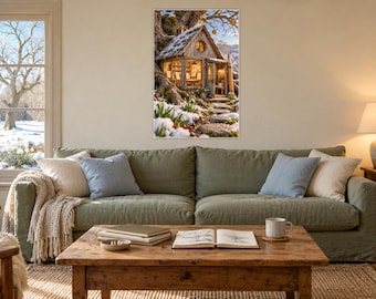 Vogelhuisje Tekenstudio Kunstprint | Sneeuwklokje Bos Knutselkamer Decoratie
