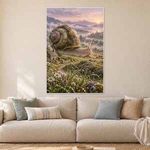 Reuzenslak kunstprint | Muurdecoratie in weide- en huisjesstijl afbeelding 1