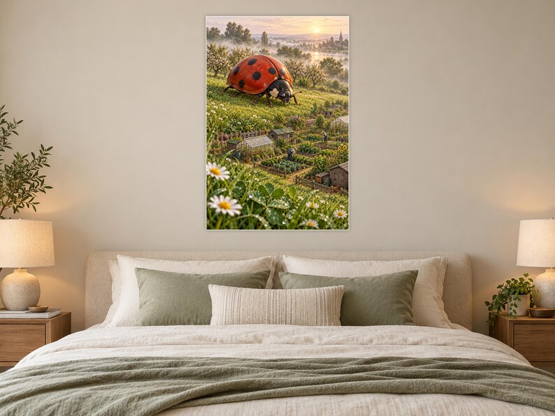 Ladybug Art Print | Cottage Garden Fantasy Wall Decor immagine 4