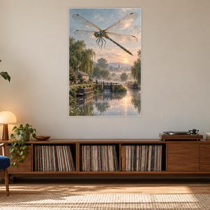 Dragonfly Art Print | Misty Canal Fantasy Wall Decor immagine 17