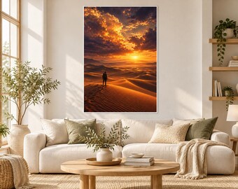Desert Dune Wanderlust Poster | Epic Golden Hour Landscape Print | Minimalist Adventure Wall Art