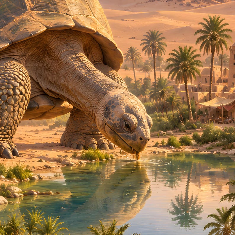 Desert Tortoise Art Print | Oasis Village Fantasy Wall Decor afbeelding 19