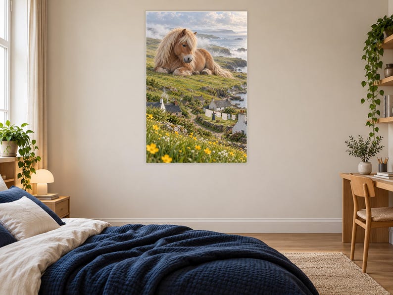 Shetland Pony Art Print | Seaside Village Fantasy Wall Decor image 16