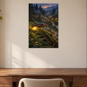 Firefly Art Print | Glowing Woodland Village Fantasy Wall Decor image 7