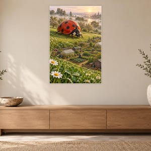 Ladybug Art Print | Cottage Garden Fantasy Wall Decor immagine 12