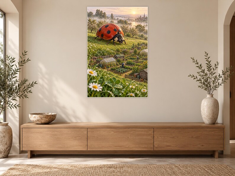 Ladybug Art Print | Cottage Garden Fantasy Wall Decor immagine 12